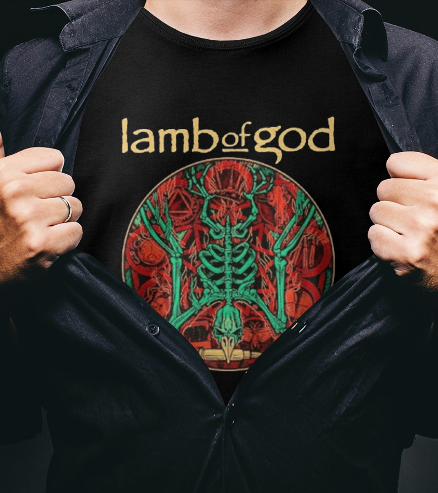 Lamb Of God Warbird Skeleton Art Red Circle T-Shirt
