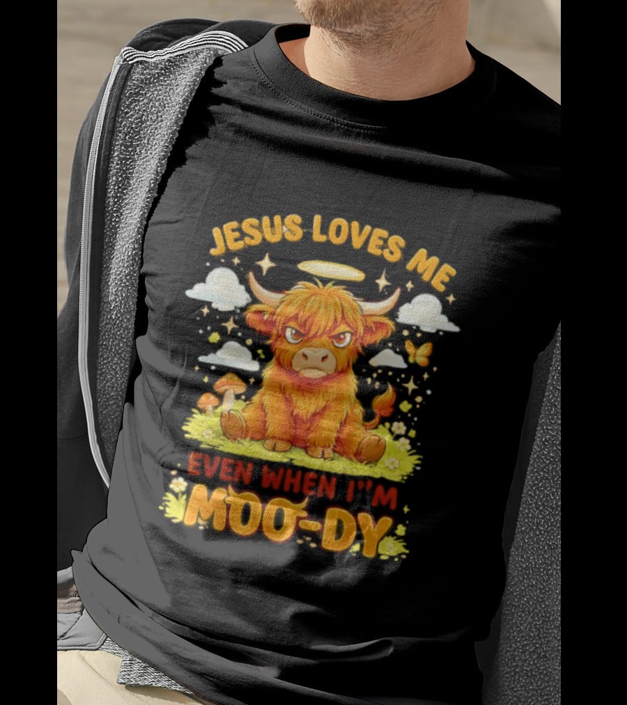 Grumpy Bison Jesus Loves Me Even When I'm Moo Dy Yellow T-Shirt