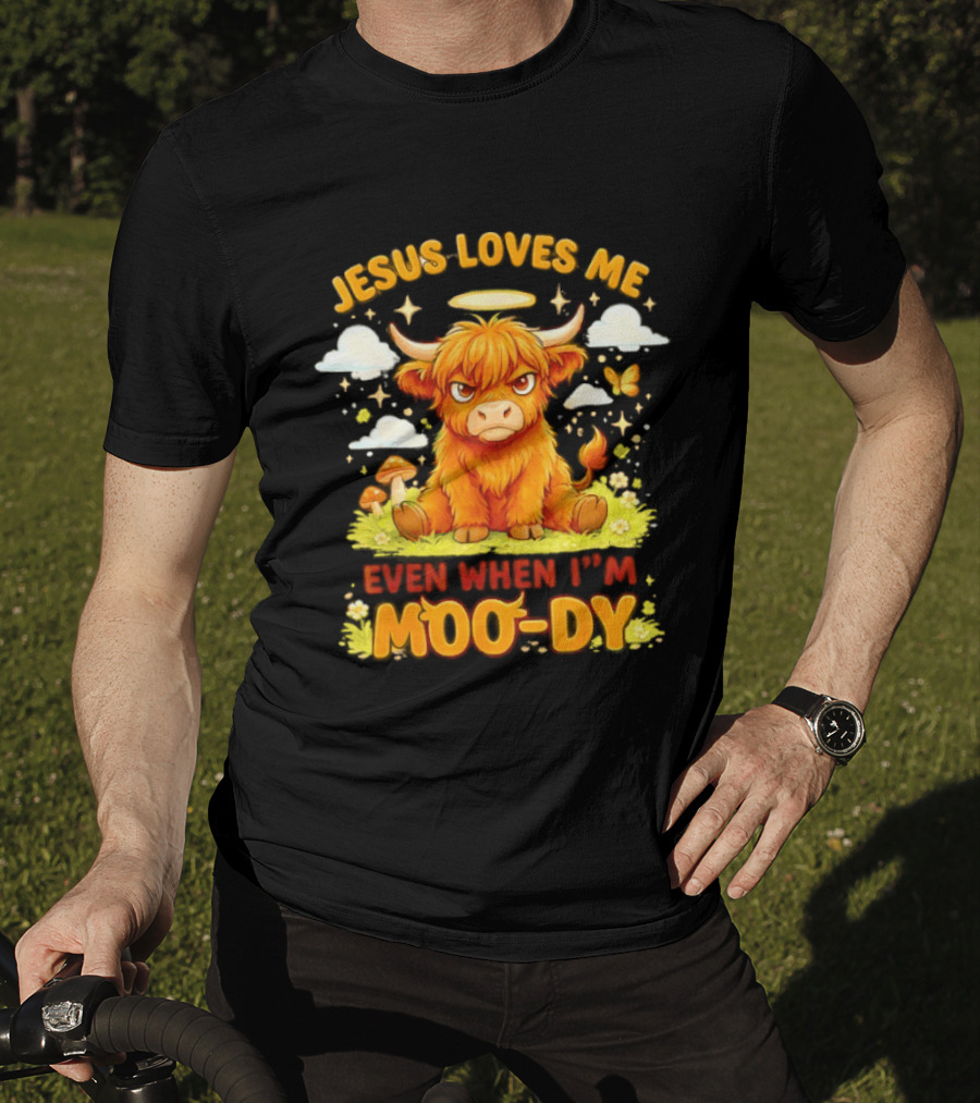 Grumpy Bison Jesus Loves Me Even When I'm Moo Dy Yellow T-Shirt