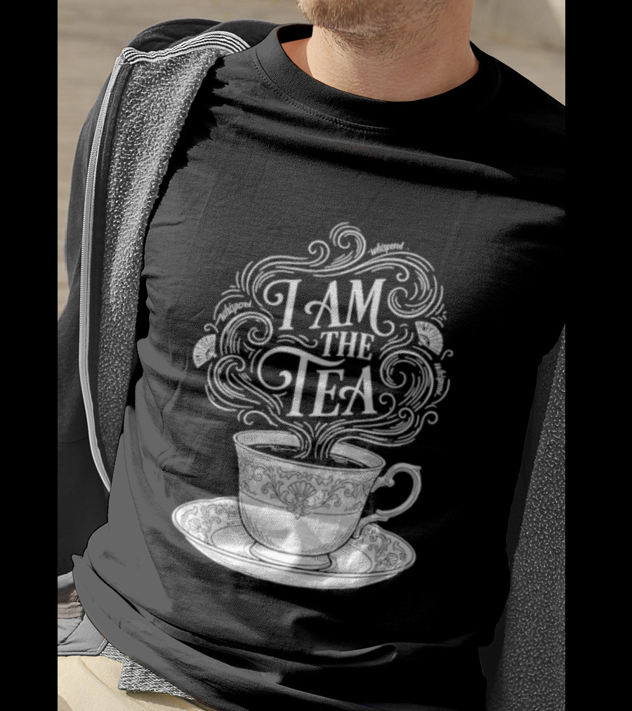I Am The Tea Elegant Cup Typography Humor T-Shirt