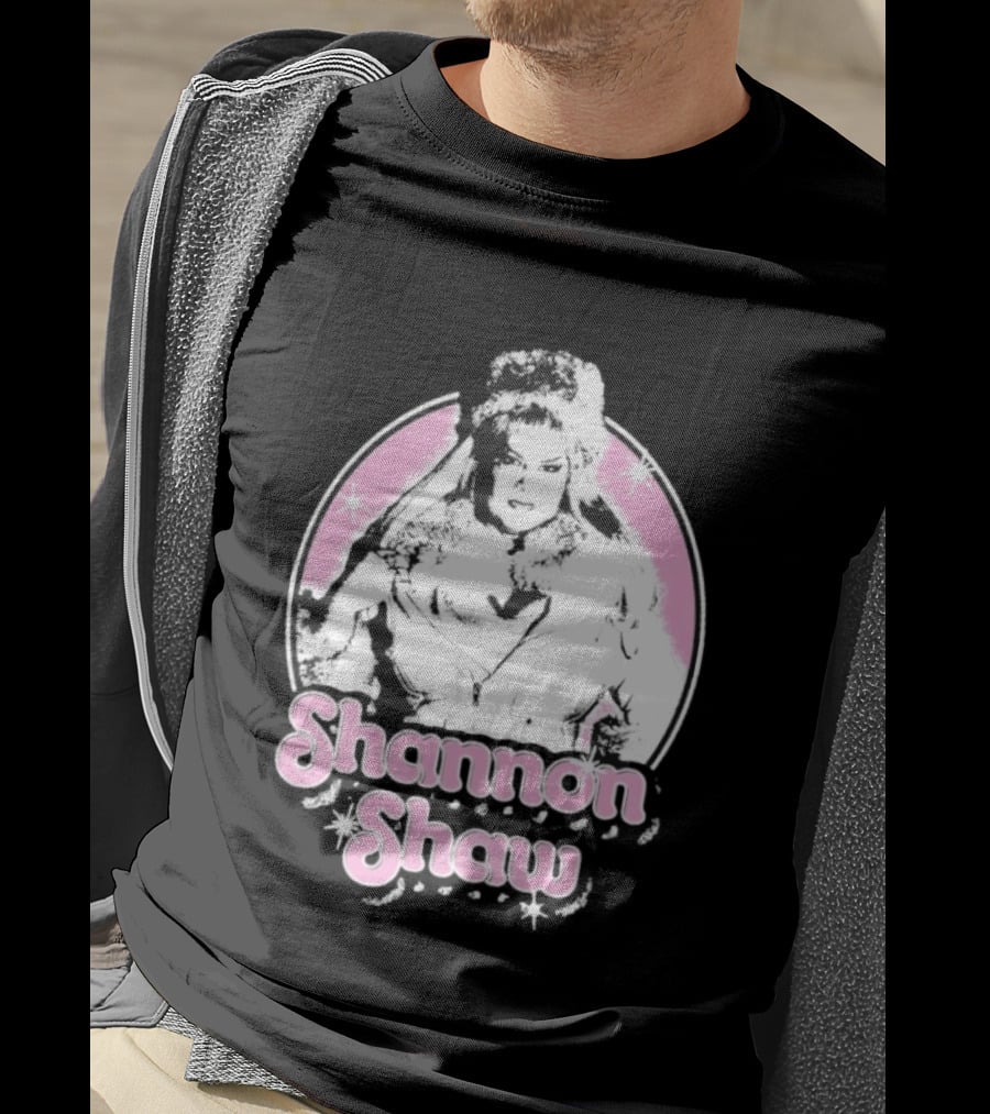 Shannon Shaw Fur Coat Glamour Pink Starry T-Shirt