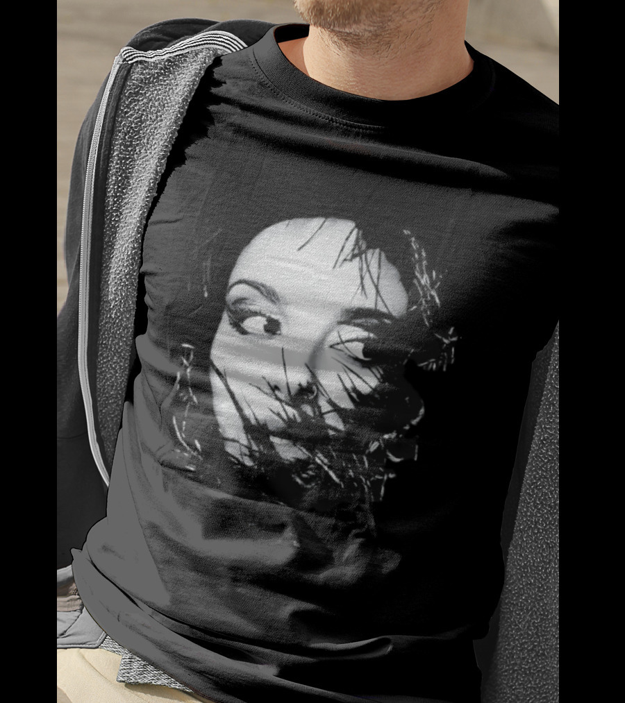 Jade Face Mysterious Gaze Black And White Brushstroke T-Shirt