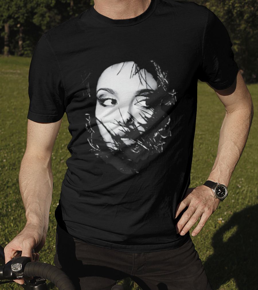 Jade Face Mysterious Gaze Black And White Brushstroke T-Shirt