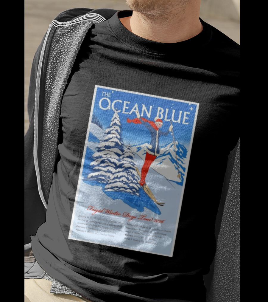 The Ocean Blue Frigid Winter Days Tour 2026 With Skiing Santa And Show Dates T-Shirt