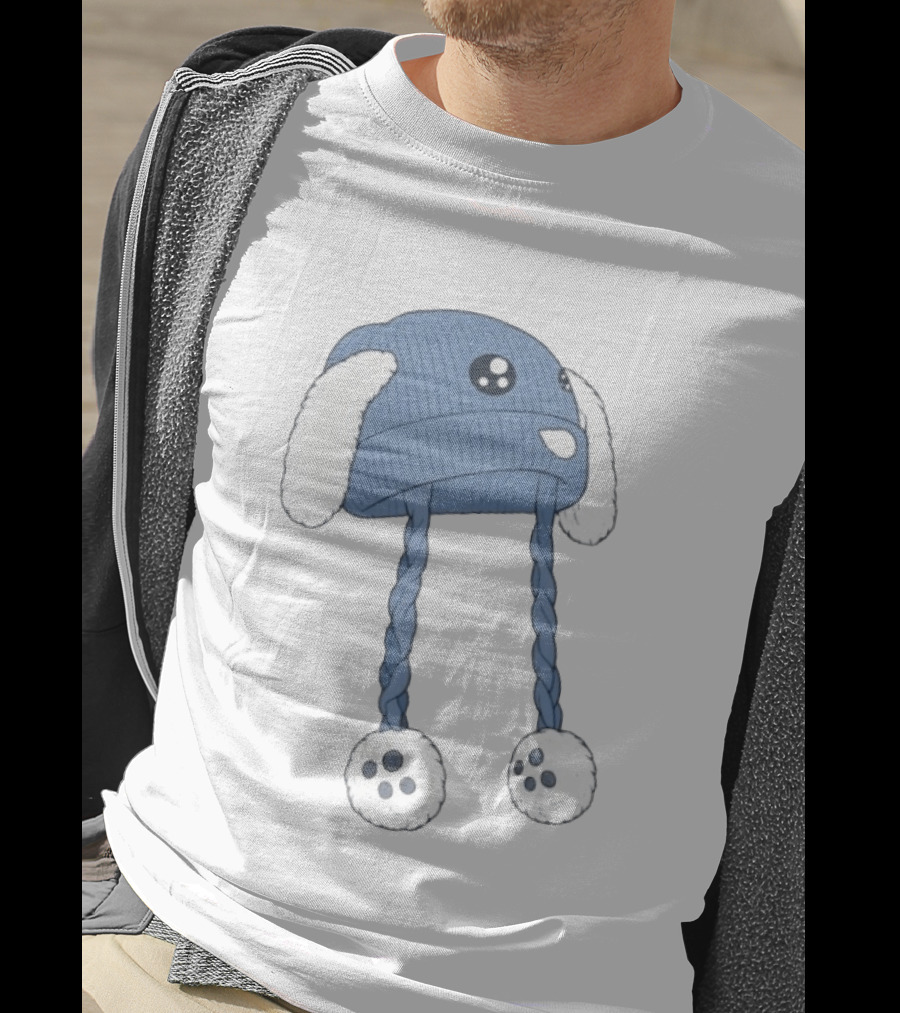 Anti Ice Chinga La Migra Blue Bunny Hat Fluffy Ears Paw Pom Collection T-Shirt