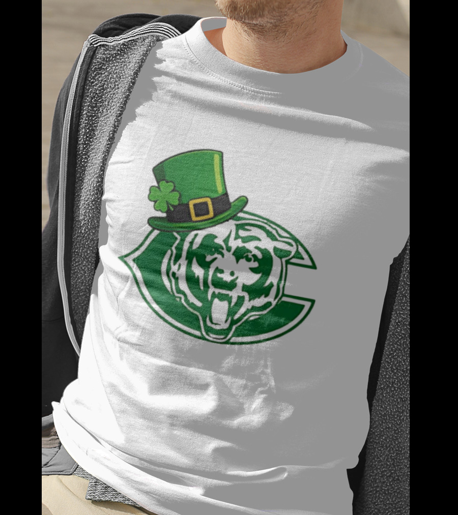 Chicago Bears St Patrick's Day Green Logo With Irish Hat T-Shirt