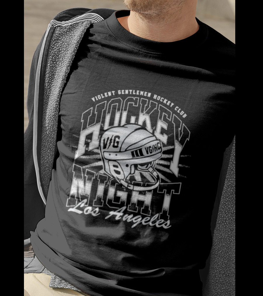 Violent Gentlemen Hockey Club VG Helmet Los Angeles Hockey Night T-Shirt