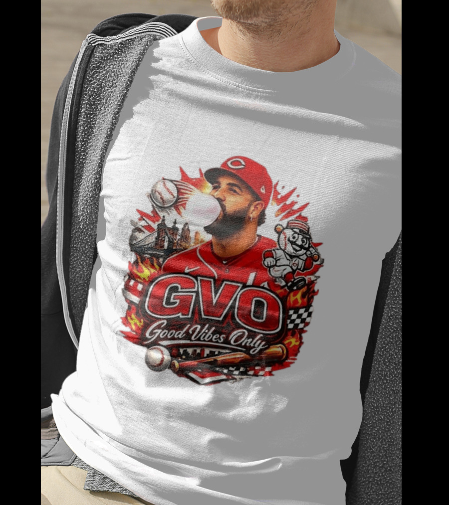 GVO Good Vibes Only Eugenio Suarez Reds Baseball Cincinnati Sports T-Shirt