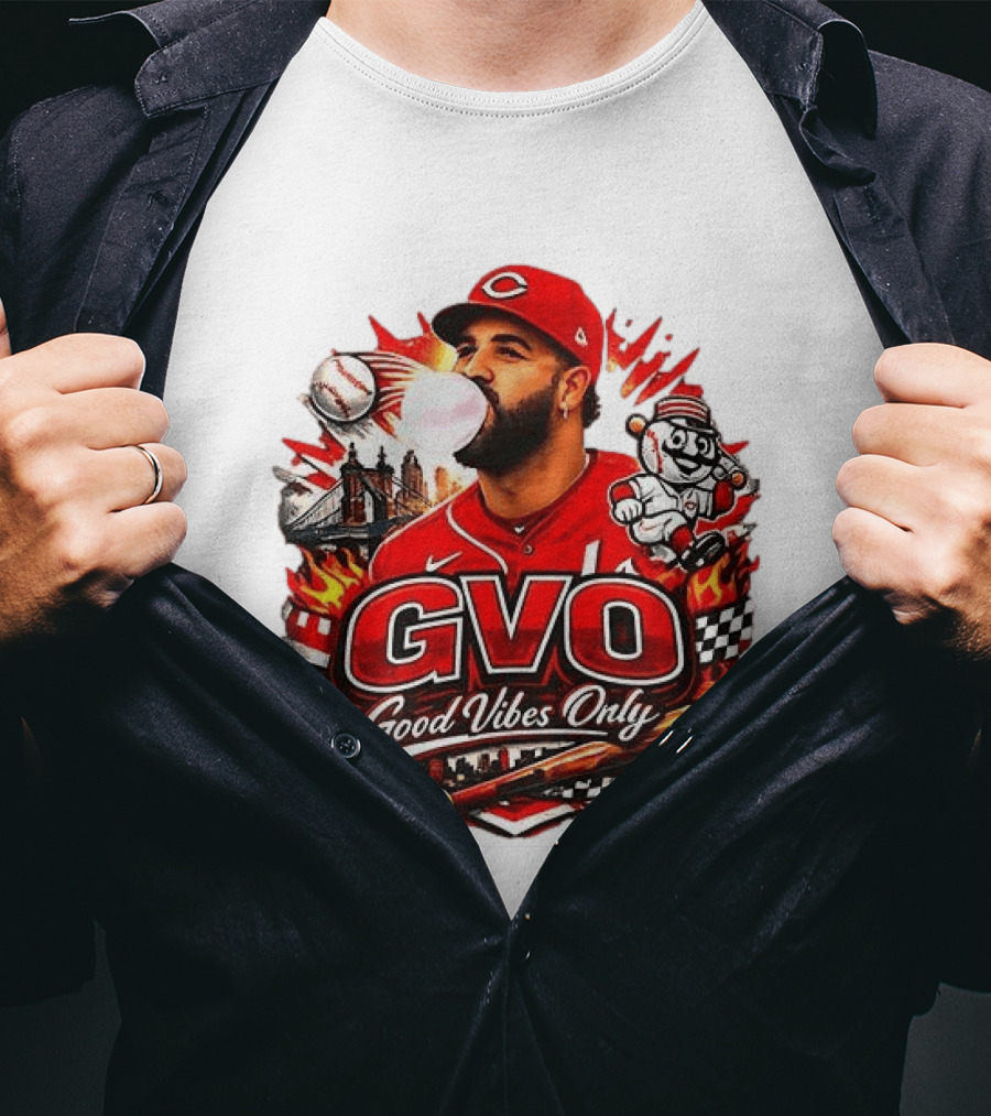 GVO Good Vibes Only Eugenio Suarez Reds Baseball Cincinnati Sports T-Shirt