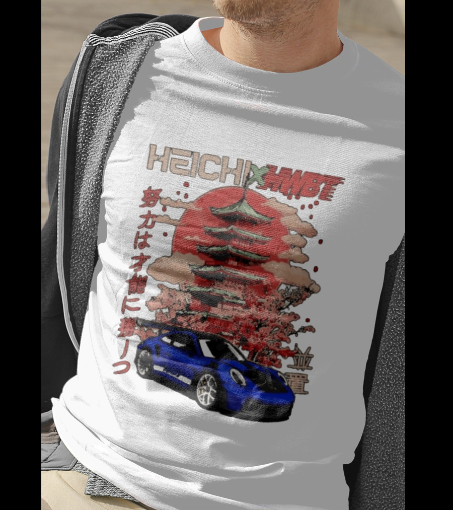 Haichi HWBT 2025 Pagoda Blue Sports Car Red Sun Japanese T-Shirt