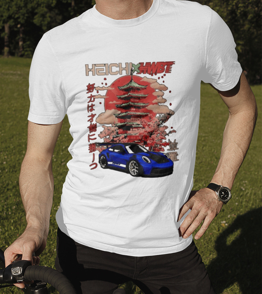 Haichi HWBT 2025 Pagoda Blue Sports Car Red Sun Japanese T-Shirt