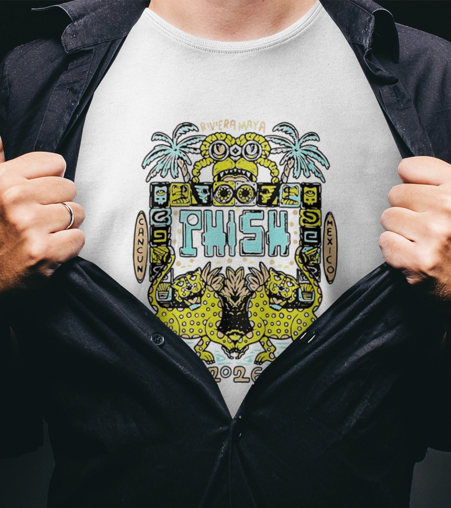 Phish Riviera Maya Cancun Mexico 2026 Jaguars Palms T-Shirt