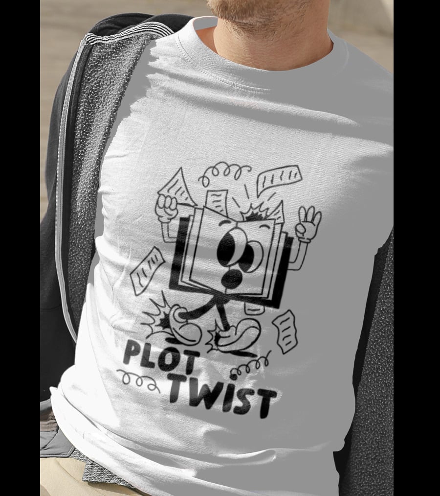 Plot Twist Cartoon Book With Animated Pages And Feet T-Shirt