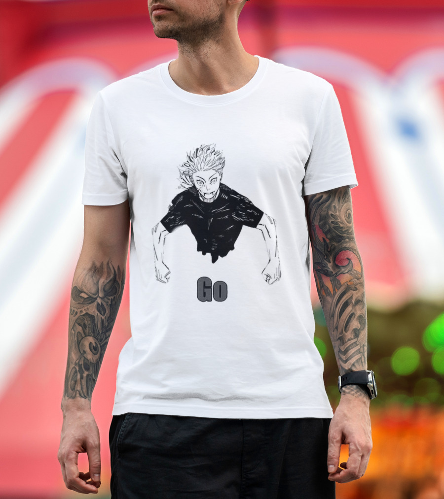 Satoru Gojo Half Body Go Meme Jujutsu Kaisen T-Shirt