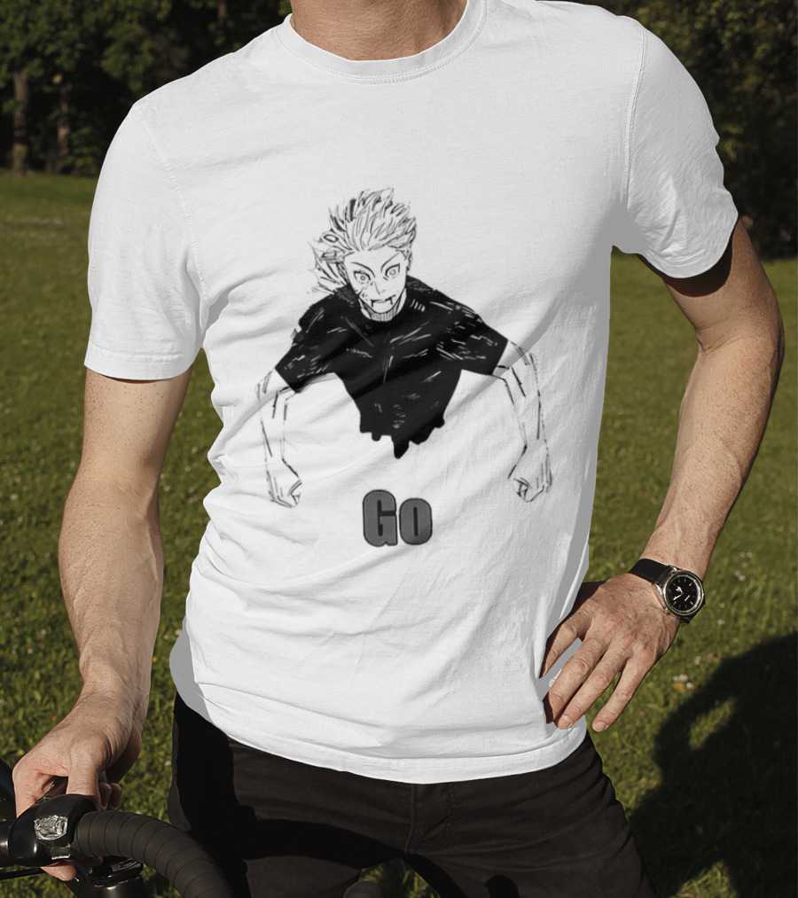 Satoru Gojo Half Body Go Meme Jujutsu Kaisen T-Shirt