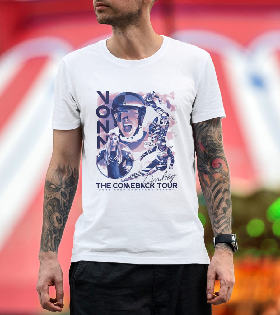 Lindsey Vonn The Comeback Tour 2025 2026 Comeback Season Alpine Skiing Adventure T-Shirt