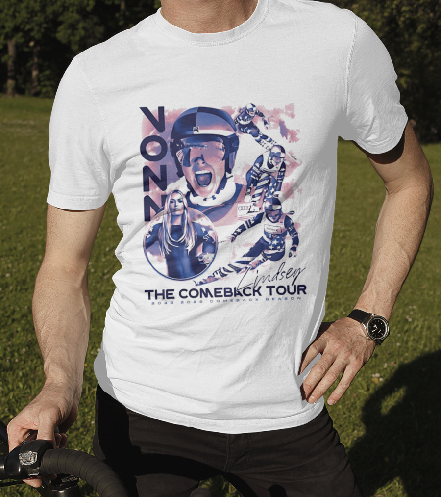 Lindsey Vonn The Comeback Tour 2025 2026 Comeback Season Alpine Skiing Adventure T-Shirt
