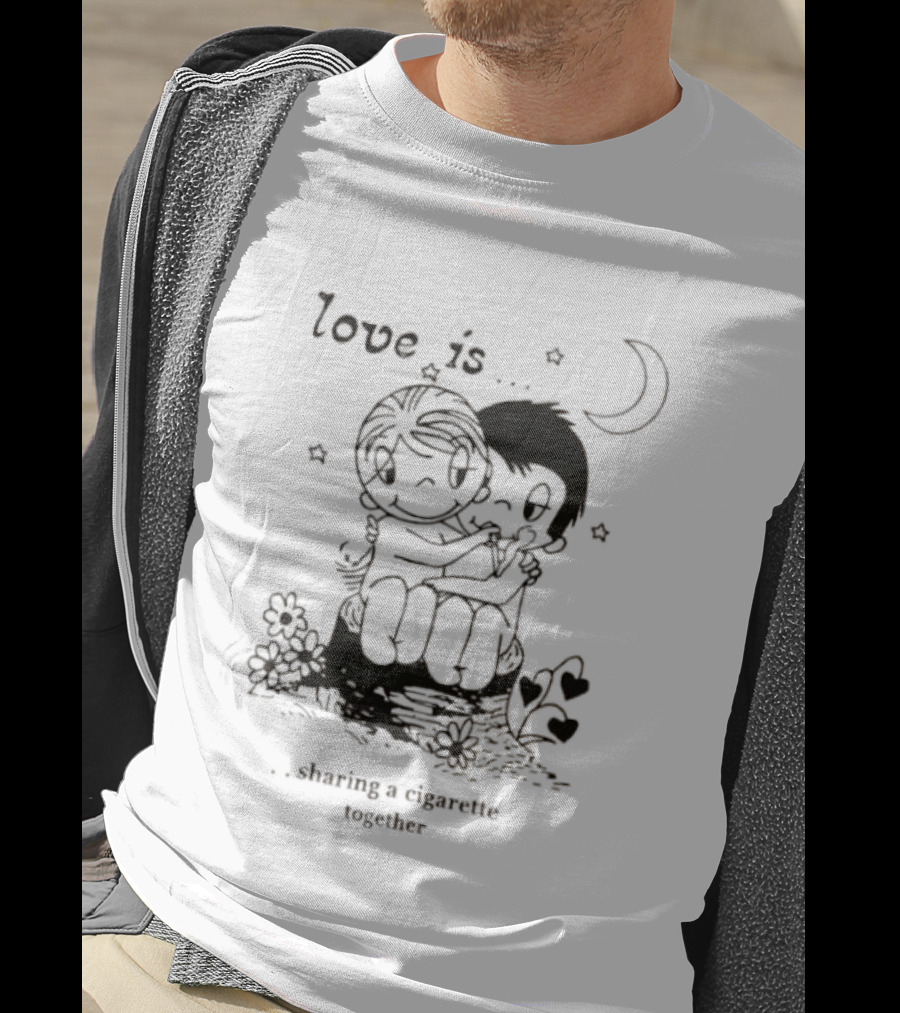 Love Is Sharing A Cigarette Together Moon Stars Kim Grove T-Shirt