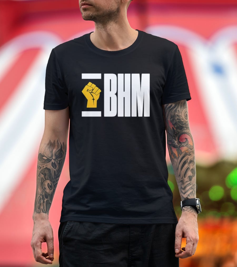 BHM Black History Month Yellow Raised Fist T-Shirt