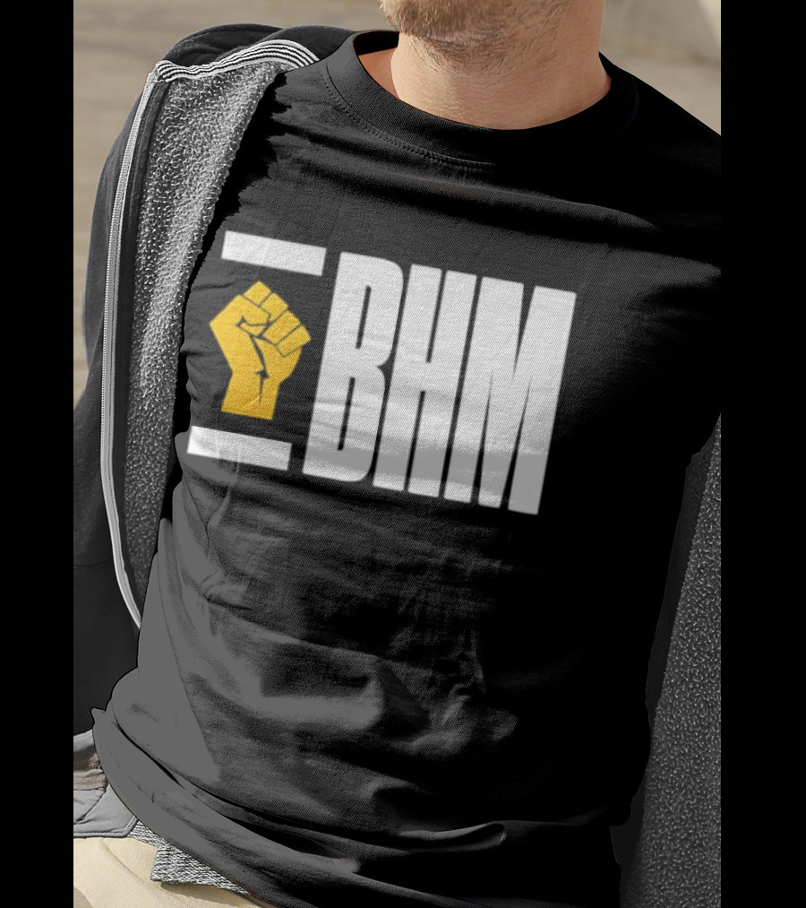 BHM Black History Month Yellow Raised Fist T-Shirt