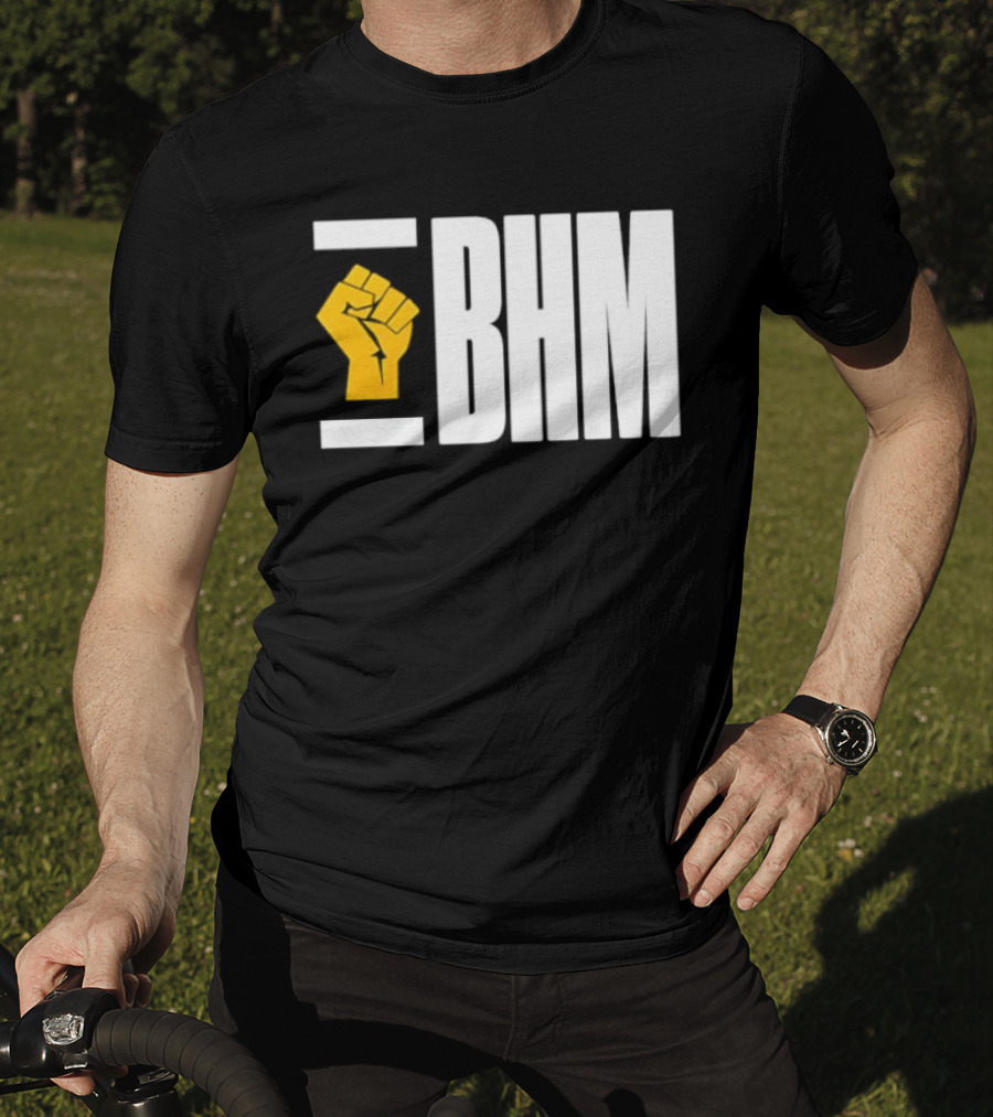 BHM Black History Month Yellow Raised Fist T-Shirt