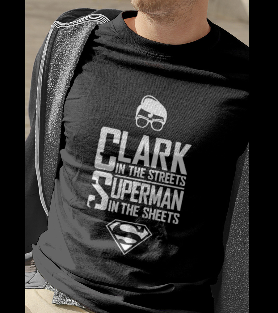 Clark In The Streets Superman In The Sheets S Logo Glasses T-Shirt