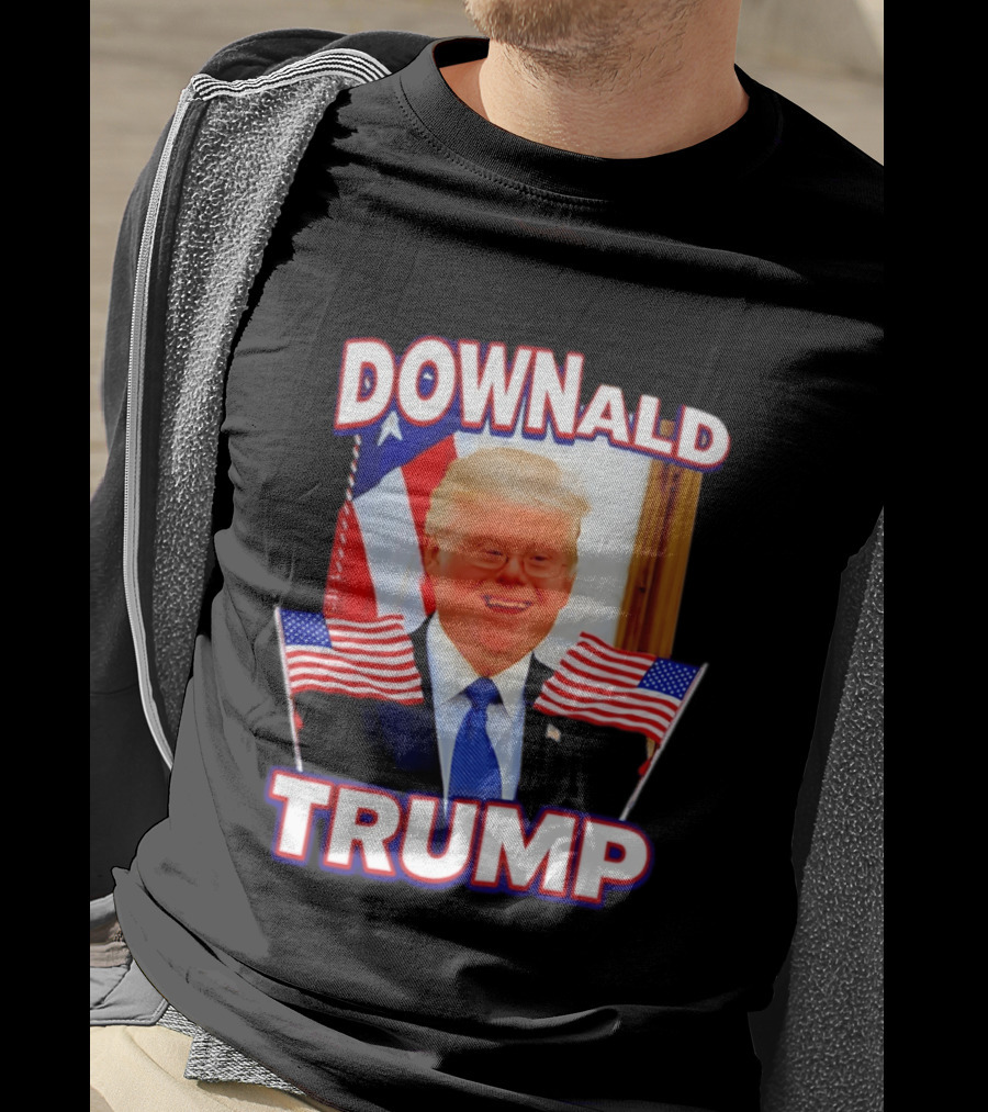 Downald Trump American Flag Parody With Patriotic Backdrop T-Shirt