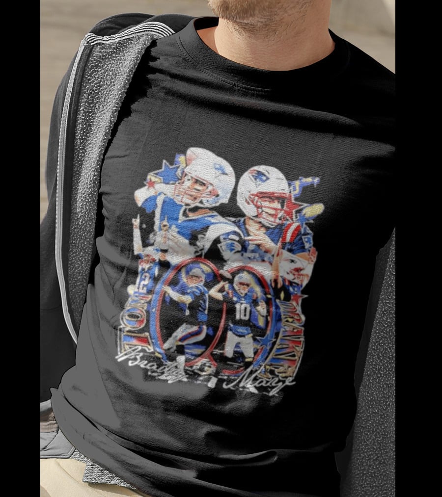 Drake Maye Tom Brady Patriots Quarterback Legacy Moments T-Shirt