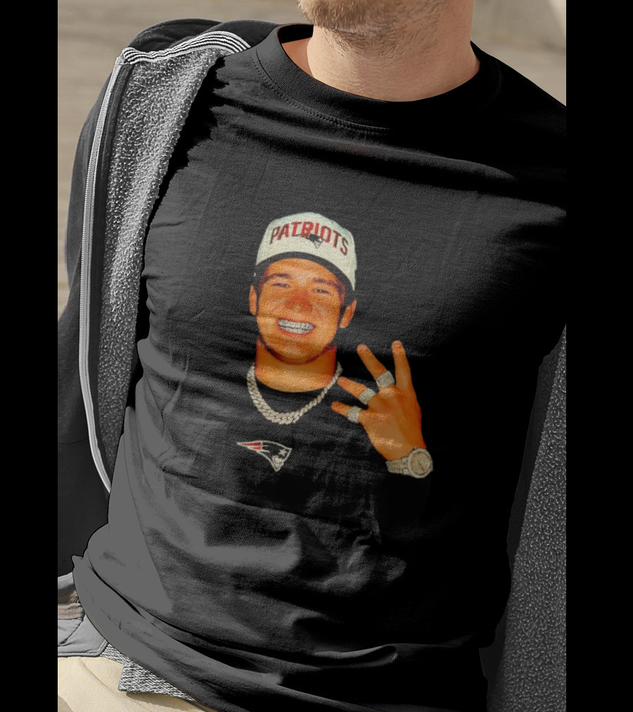 Drake Maye Patriots Ring Collection With New England Patriots Hat And Jewelry T-Shirt