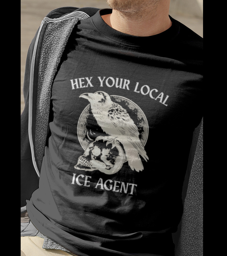 Hex Your Local Ice Agent Raven Skull T-Shirt