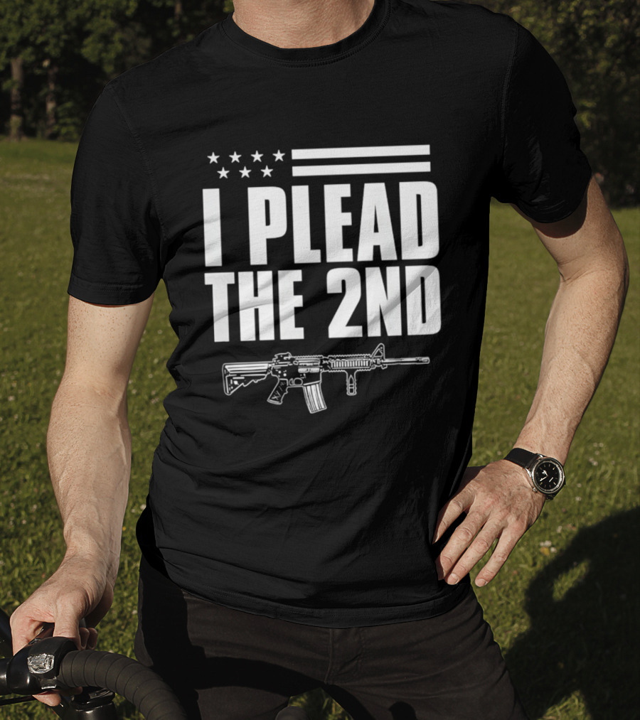 I Plead The 2nd Gun Rights American Flag Rifle T-Shirt