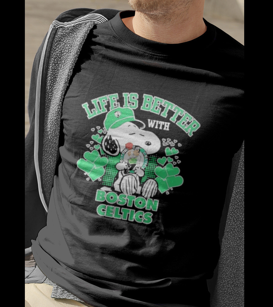 Life Is Better With Snoopy Boston Celtics St. Patrick's Day T-Shirt