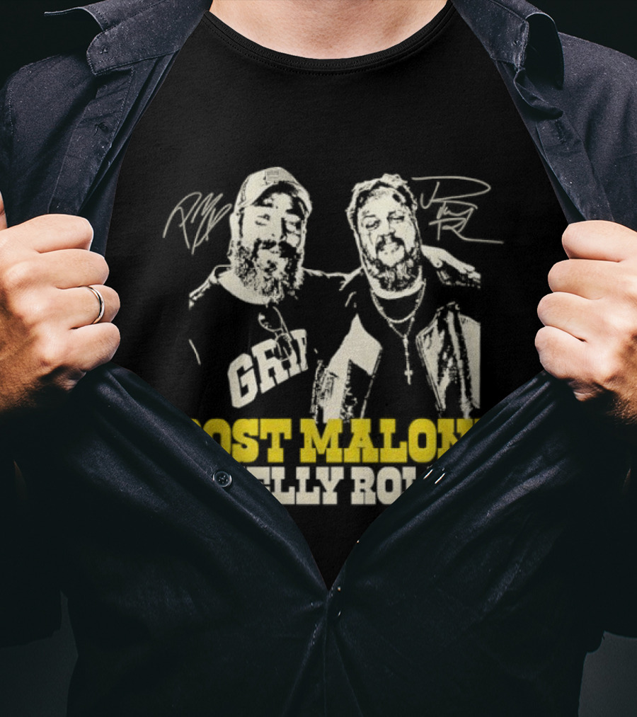 Post Malone Jelly Roll Big Ass Stadium Tour Signatures T-Shirt