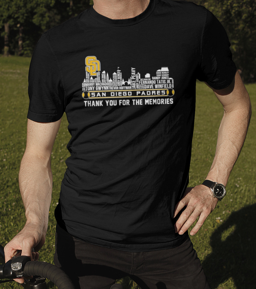 San Diego Padres Skyline Player Names Thank You For The Memories T-Shirt