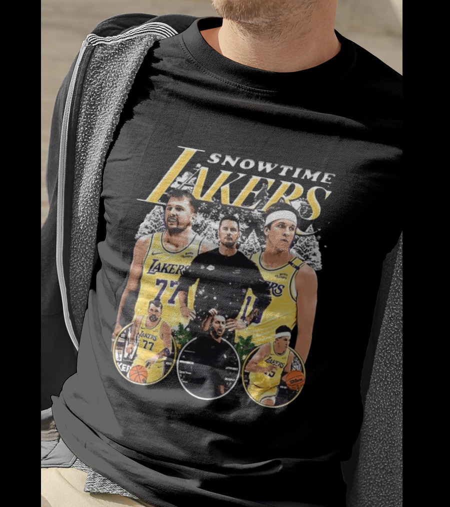Snowtime Lakers Basketball Champions Iconic Players And Coach T-Shirt