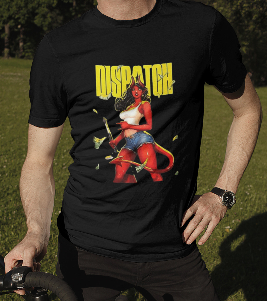 Parky Dispatch Malevola Devil Woman In Denim And White Top With Yellow T-Shirt