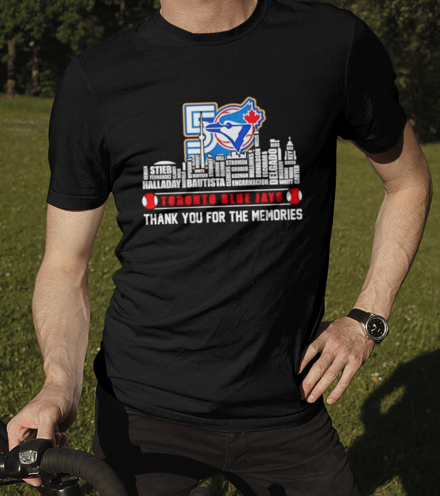 Toronto Blue Jays 50 Seasons Skyline Player Names Thank You For The Memories 1977 2027 T-Shirt