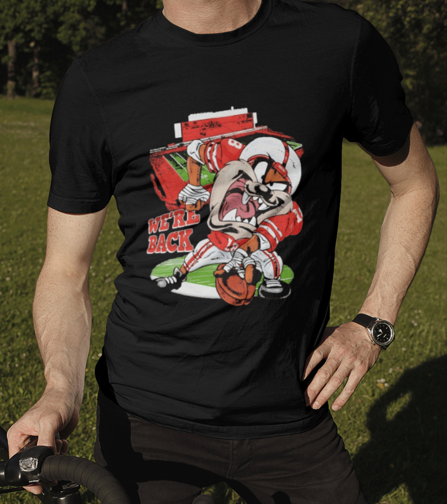Dropout We're Back Football Cartoon Stadium Red Uniform Number 8 T-Shirt