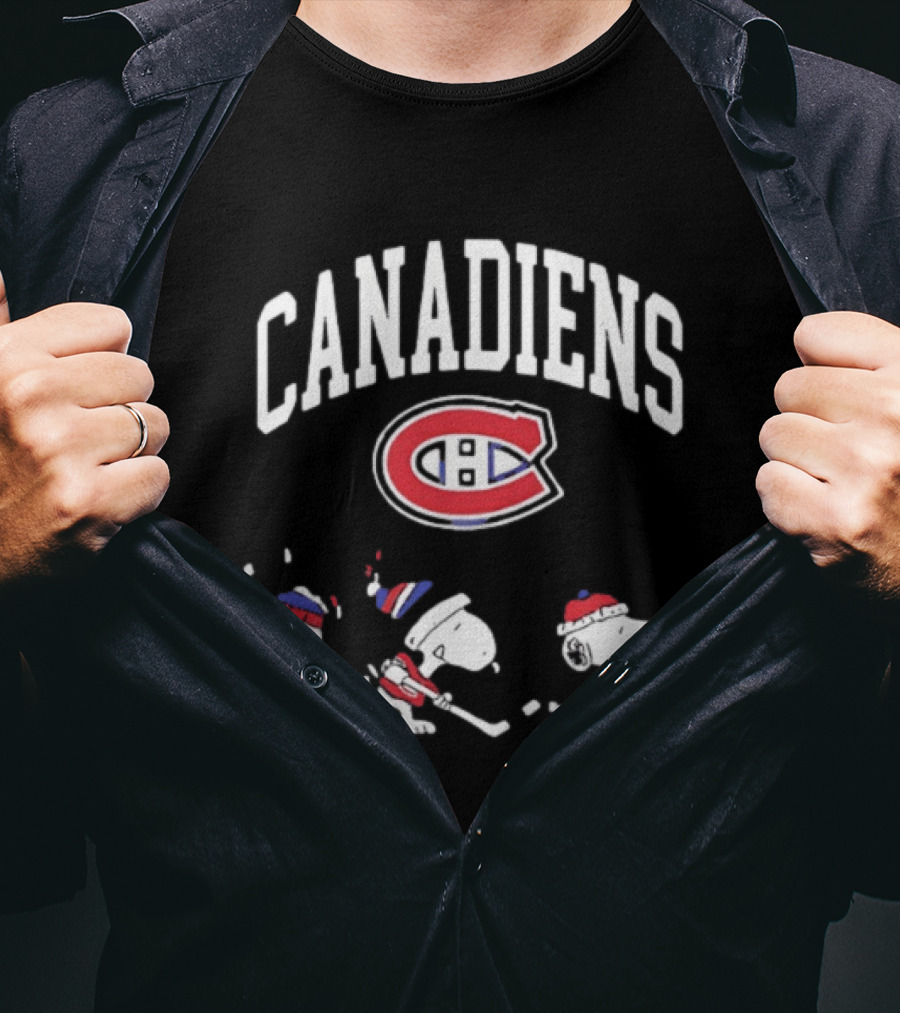 Montreal Canadiens Peanuts Snoopy Hockey Go Habs Go T-Shirt