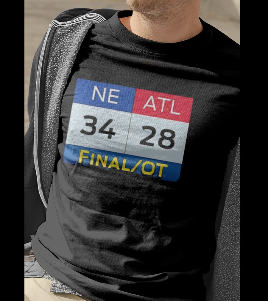 NE 34 ATL 28 Final OT Super Bowl LI Scoreboard T-Shirt