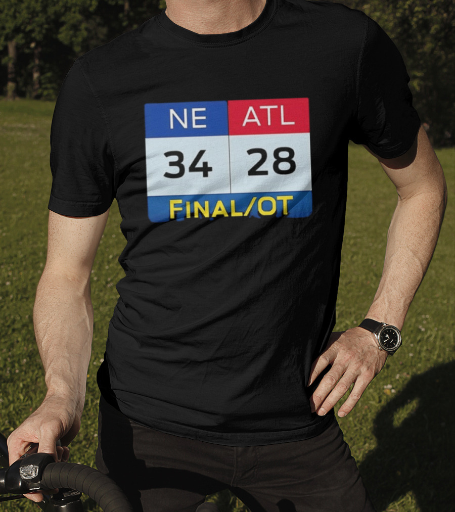 NE 34 ATL 28 Final OT Super Bowl LI Scoreboard T-Shirt