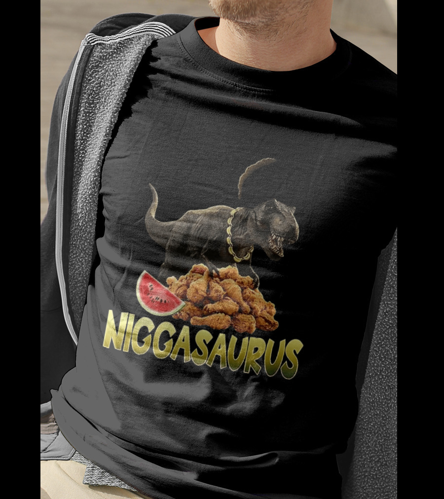 Niggasaurus Fried Chicken And Watermelon Meme T-Shirt