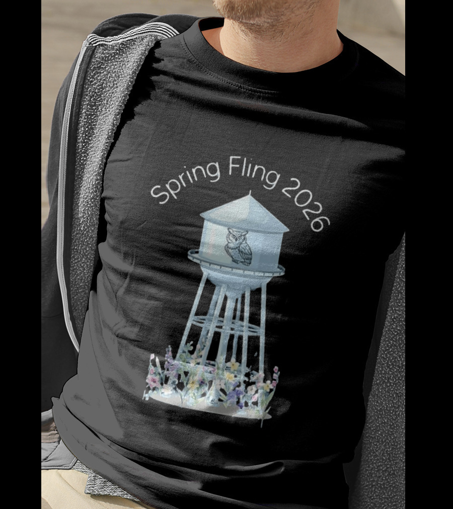 Spring Fling 2026 Owl Water Tower Blossoms T-Shirt