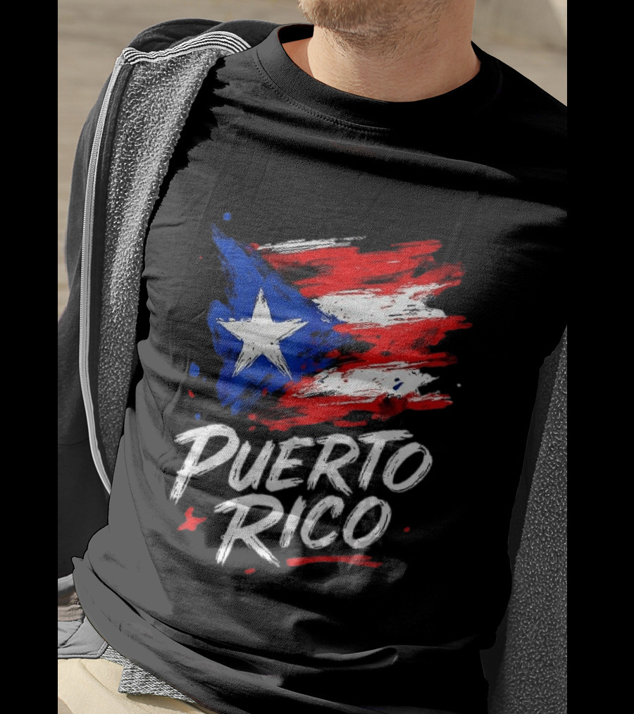 Puerto Rico Flag Brush Stroke Style Classic Representation T-Shirt