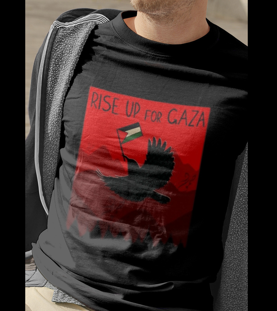 Rise Up For Gaza Palestinian Flag Bird T-Shirt