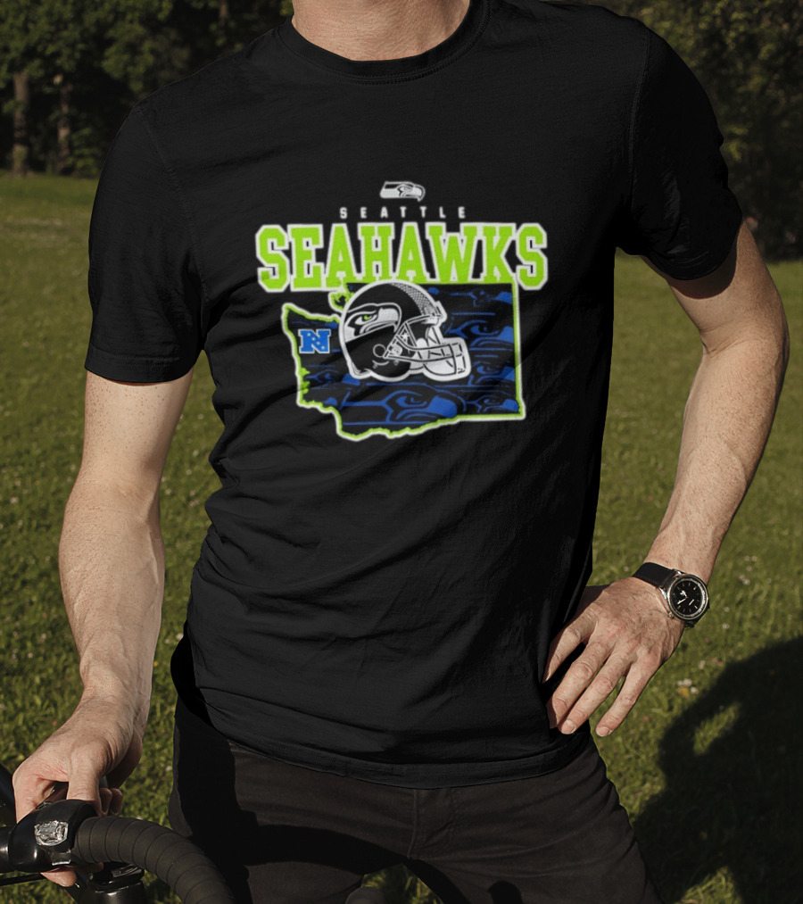 Seattle Seahawks Evergreen State Helmet Map Gameday NFL Team T-Shirt