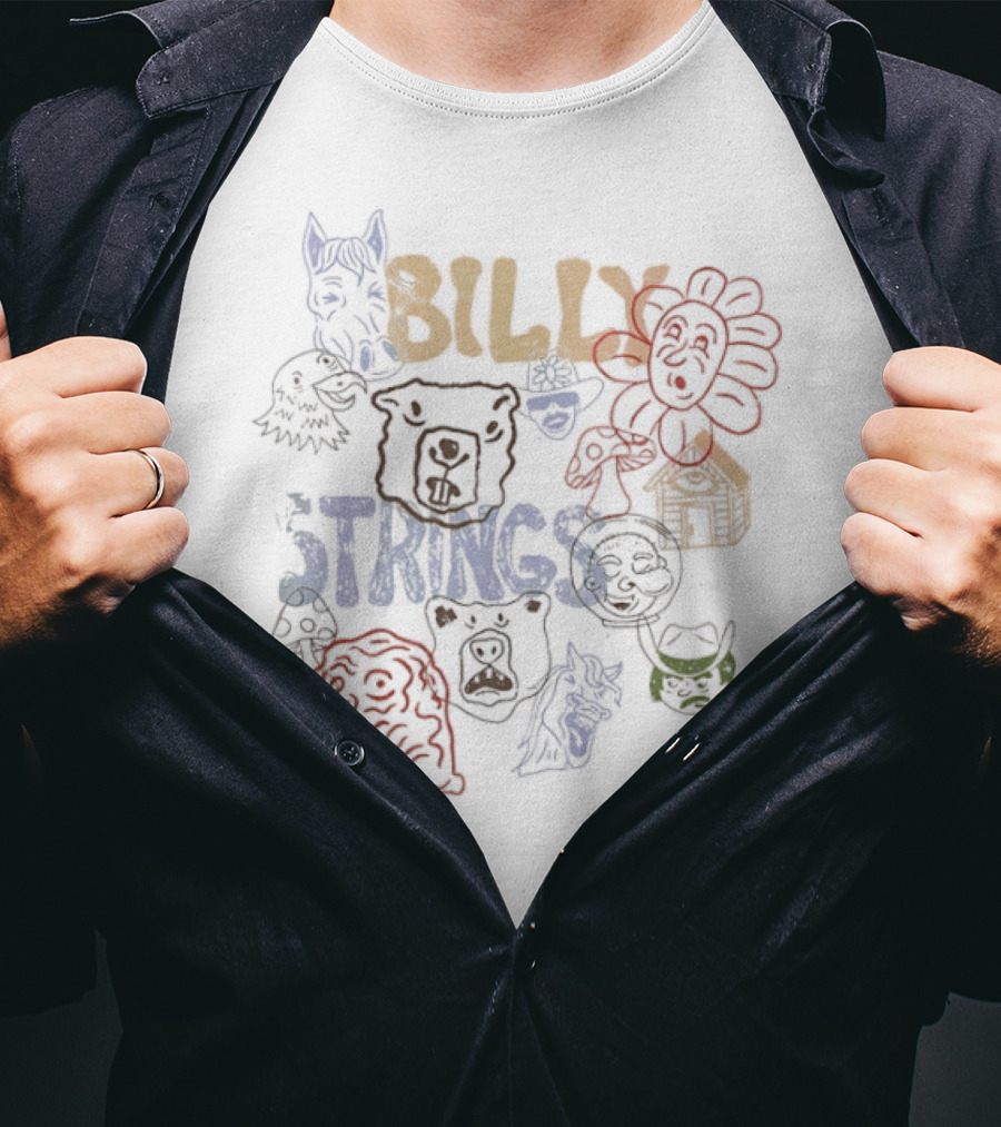 Billy Strings Winter 2026 Tour Characters Colorful Illustrations T-Shirt