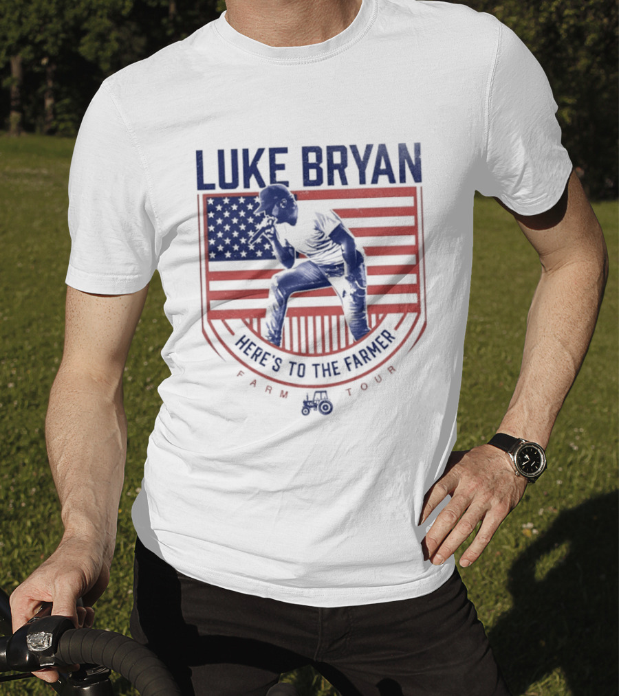 Luke Bryan Here's To The Farmer Farm Tour USA Flag T-Shirt
