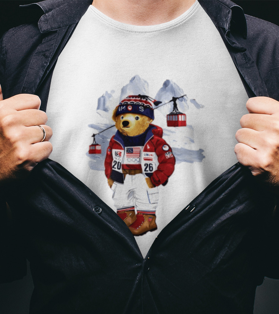 Taylor Olympics 2026 Bear Winter Skiing Outfit T-Shirt