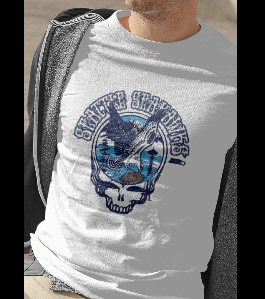 Seattle Seahawks Grateful Dead Skull Art Collaboration T-Shirt